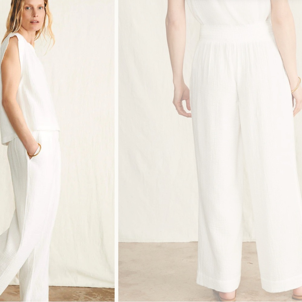 Faherty Dream Cotton Gauze Wide Leg Pant